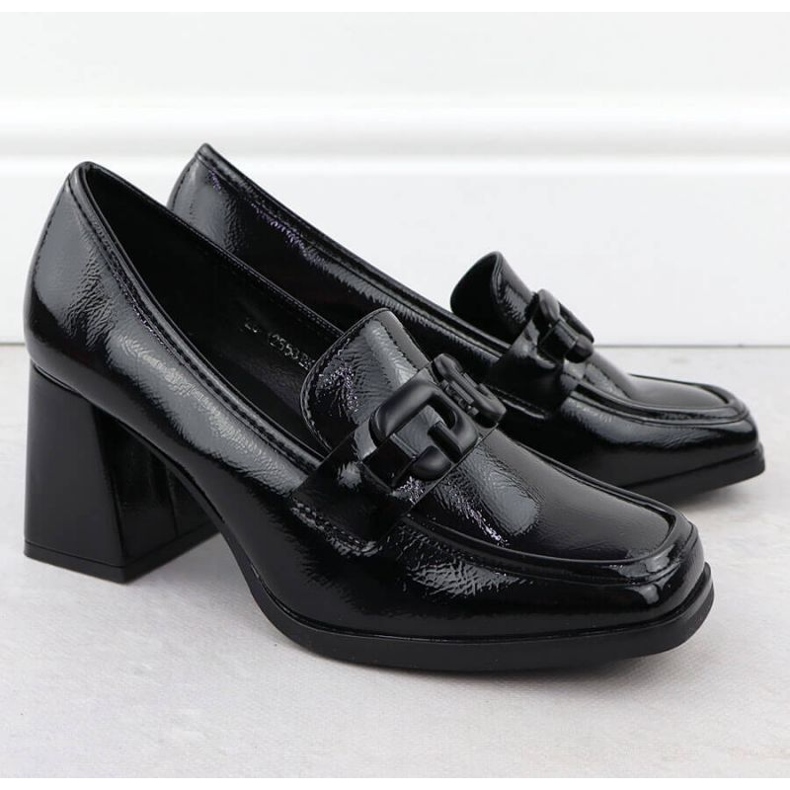 Scarpe sul post Potocki SZ12553 con una decorazione nera nero 2