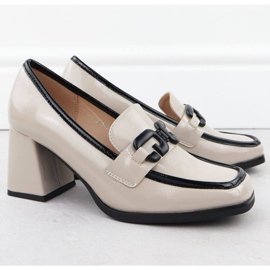Scarpe dipinte Potocki SZ12553 con un ornamento beige 2