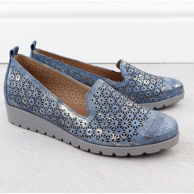 M.Daszyński Scarpe a M. Daszyński MR1628-20 a fiori blu 2