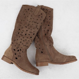 Stivali aperti in pelle scamosciata S.Barski Hy51-176 Brown marrone 1