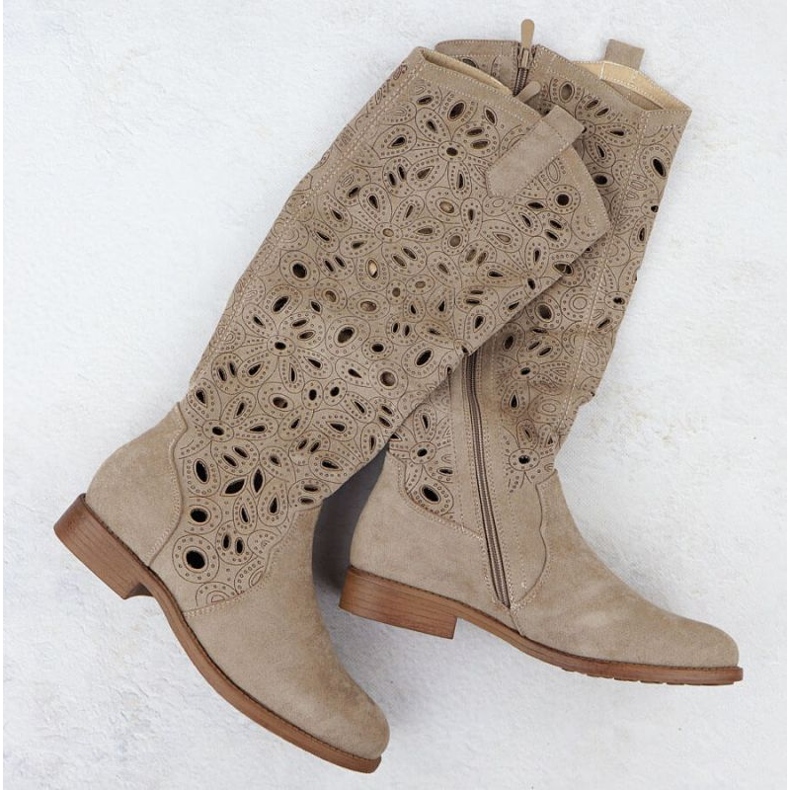 Stivali aperti in pelle scamosciata S.Barski Hy51-176 Brown marrone 1