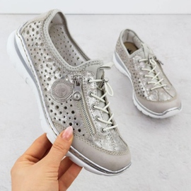 Rieker L32P6-90 SILVER Openwork Sports Scarpe argento 1