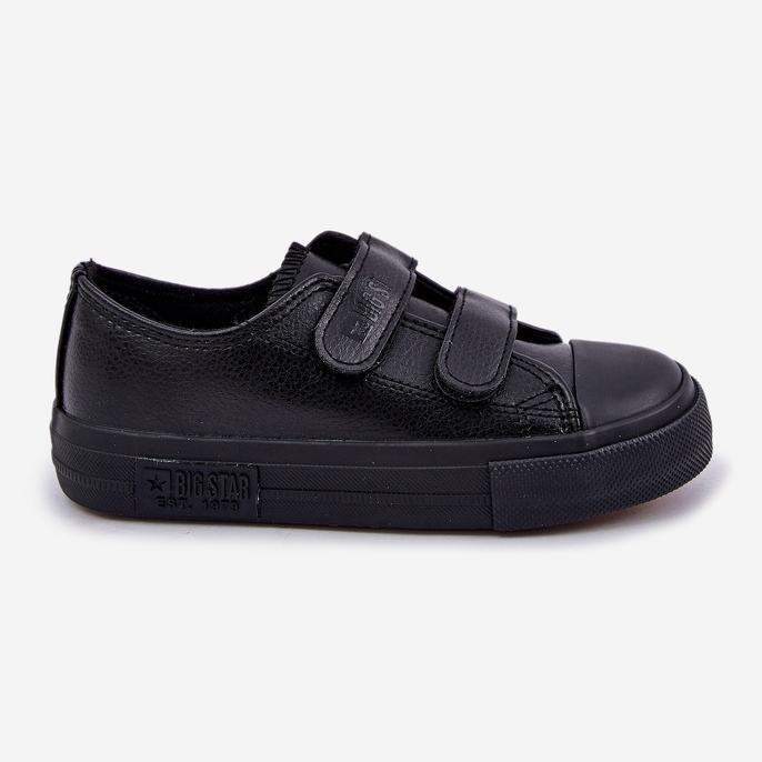 Sneakers Bambini in Pelle Con Velcro Big Star KK374054 Nero 1