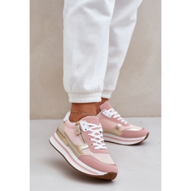 Scarpe sportive luccicanti da donna sulla piattaforma rosa 2