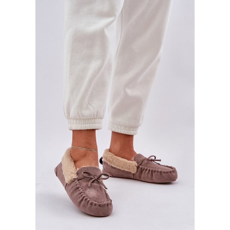 Mocsins Slifor da donna con pelliccia dark beige kleogoria 2