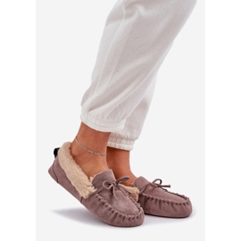 Mocsins Slifor da donna con pelliccia dark beige kleogoria 1