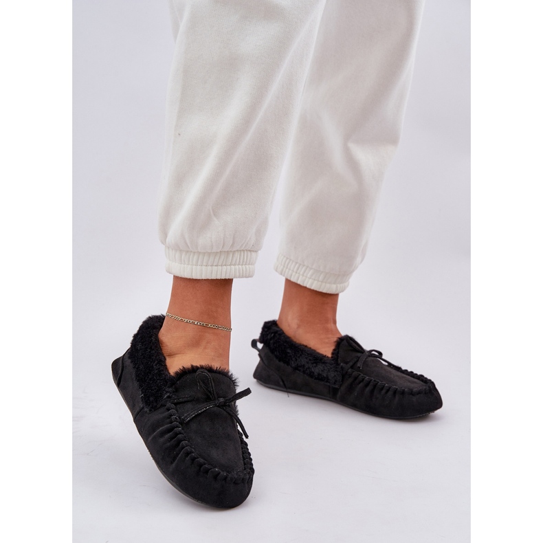 Mocassini da donna con pelliccia nera nero 2