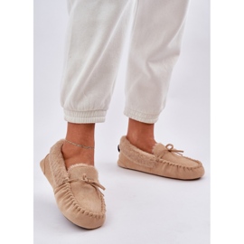Mocassine femminili con pelliccia beige 2