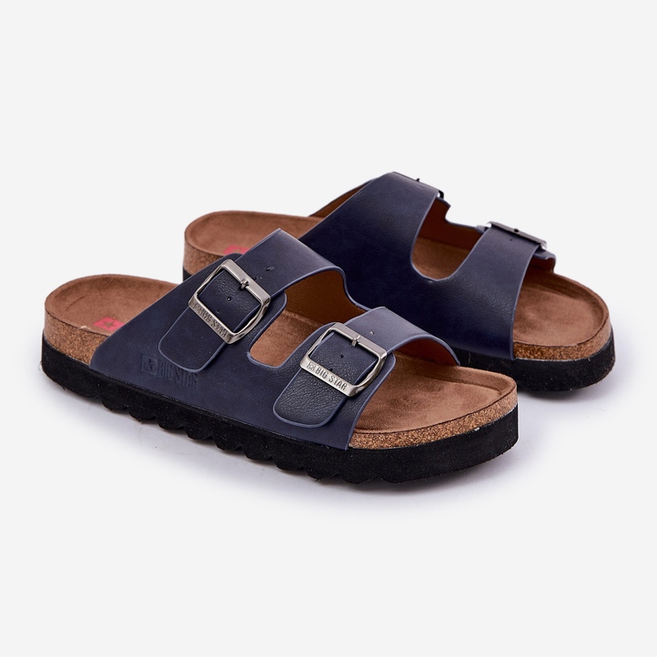 Slipisti per uomini leggeri con fibbie in pelle Eco Big Star NN174530 Blu Navy 1
