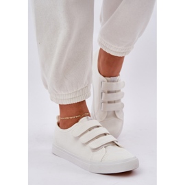 Gioventù sneaker in velcro basso bianca 1