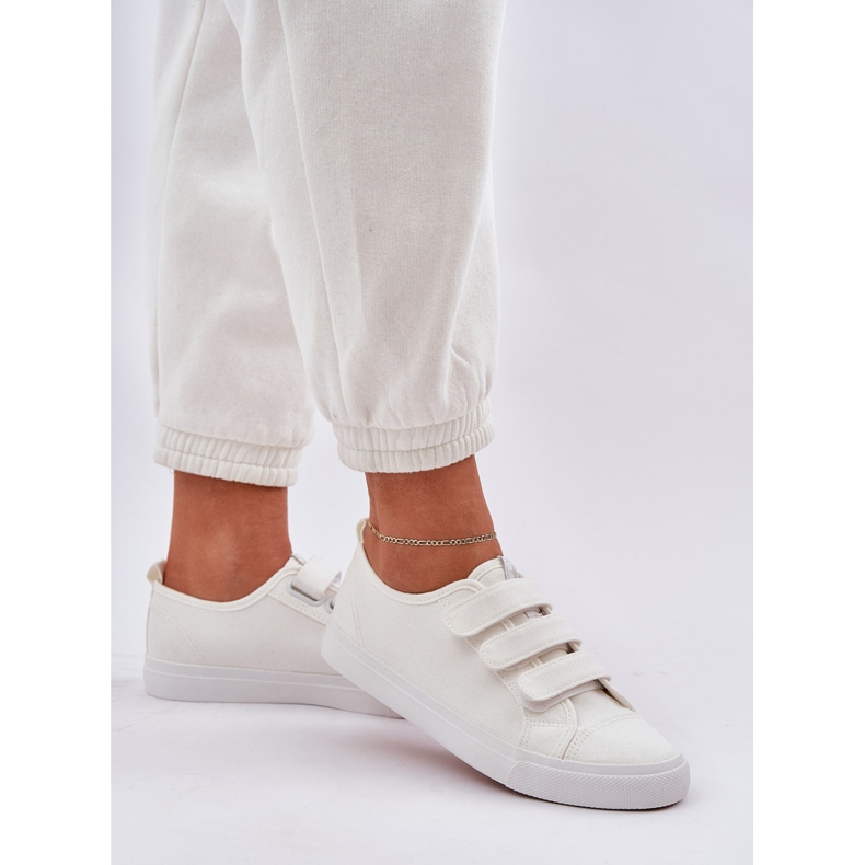 Gioventù sneaker in velcro basso bianca 2