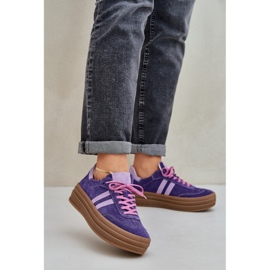 Zazoo N1068S4 Sneaker in pelle scamosciata femminile sulla piattaforma Dark Violet viola 2