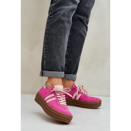 Zazoo N1068S4 Sneaker in pelle scamosciata femminile sulla piattaforma Fuchsia rosa 2