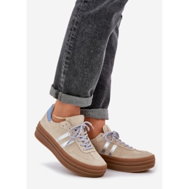 Zazoo N1068S4 Sneaker in pelle scamosciata femminile sulla piattaforma beige 1
