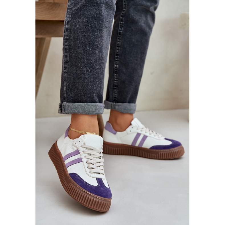 Zazoo N1068S6 Sneaker da donna in pelle bassa sulla piattaforma bianca bianco 2