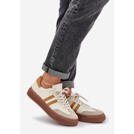 Zazoo N1068S6 Sneaker da donna in pelle bassa sulla piattaforma beige 1