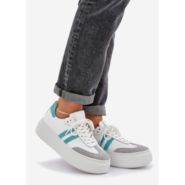 Zazoo N1068S8 in pelle sneaker da donna bassa sulla piattaforma bianca 1