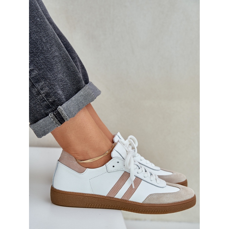 Zazoo N1068 in pelle Sneaker da donna a basso beige 2