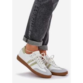 Zazoo N1068 Scarpe da ginnastica basse in pelle da donna, bianche bianca 1