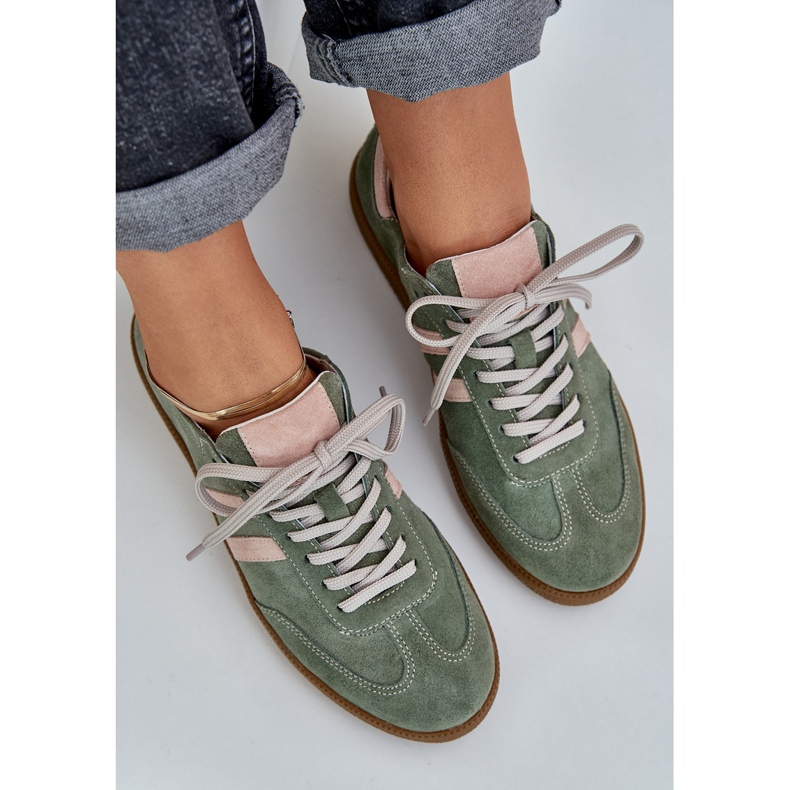 Zazoo N1068 Sneaker verdi da donna in pelle scamosciata verde 2