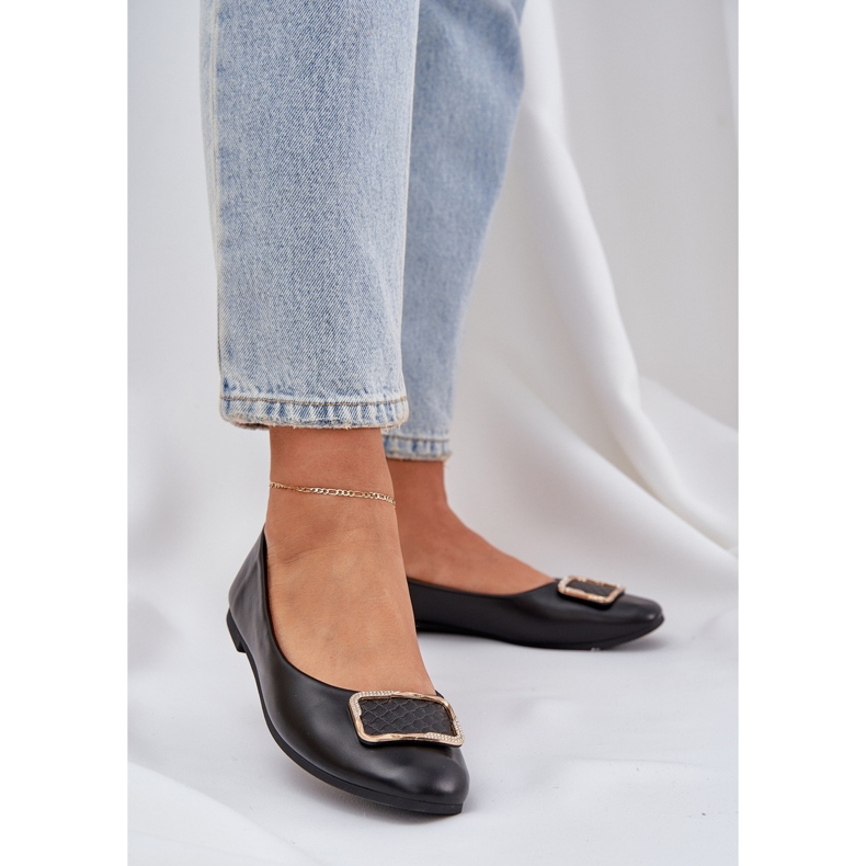 Ballerine in pelle ecota con una decorazione nera nero 2