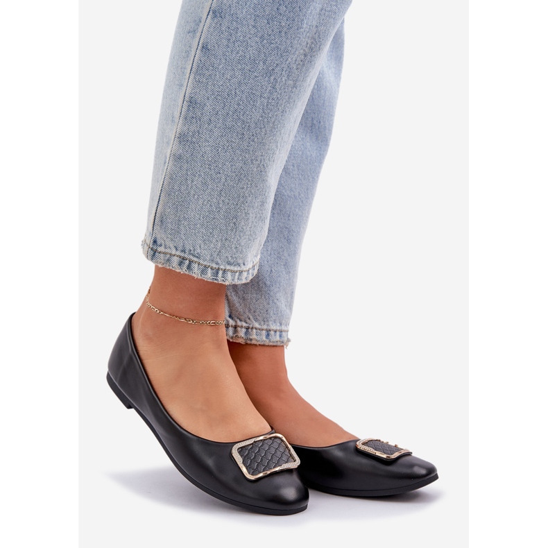 Ballerine in pelle ecota con una decorazione nera nero 1