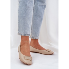 Ballerine in pelle ecota con decorazione beige 2