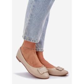 Ballerine in pelle ecota con decorazione beige 1