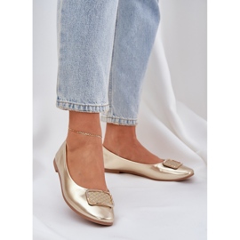 Ballerine in pelle ecota con decorazione dorata d'oro 2