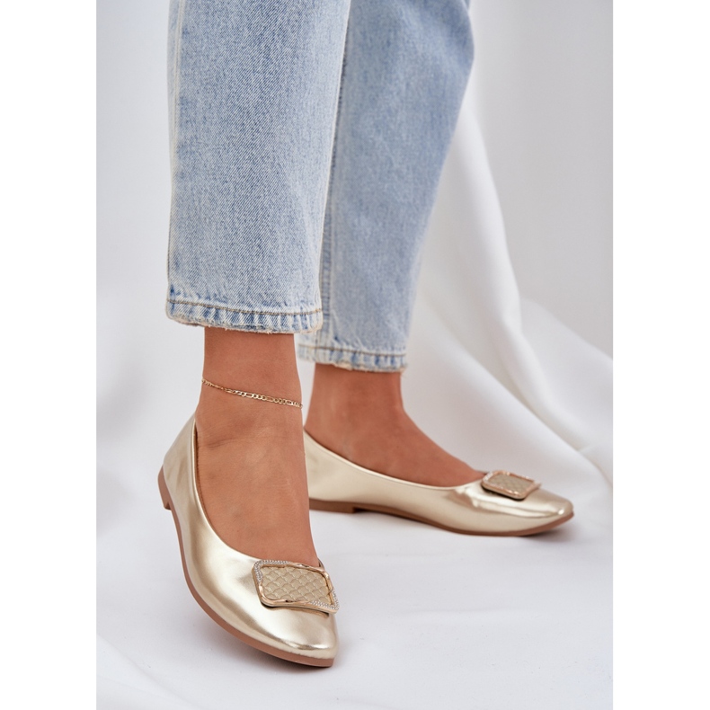 Ballerine in pelle ecota con decorazione dorata d'oro 2