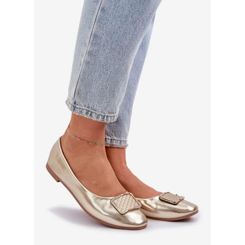 Ballerine in pelle ecota con decorazione dorata d'oro 1