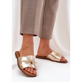 Flip Flip di suola piatta con un fiocco dorato decorativo d'oro 2