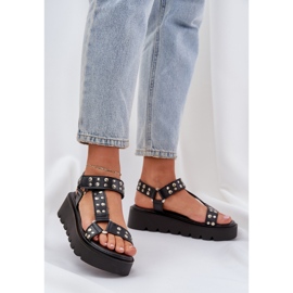 Sandali decorati sulla piattaforma nera nero 2