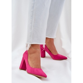 Pompe da donna sul pilastro Eco Suede Fucsia rosa 2