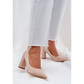Pompe da donna sul pilastro Eco -Suede Beige 2