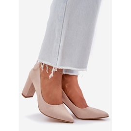 Pompe da donna sul pilastro Eco -Suede Beige 1