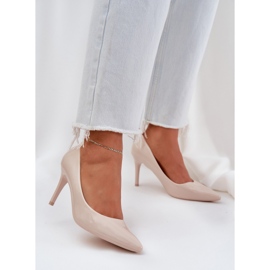 Tacchi alti dipinti con toast a punta beige 2