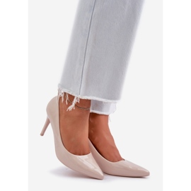 Tacchi alti dipinti con toast a punta beige 1