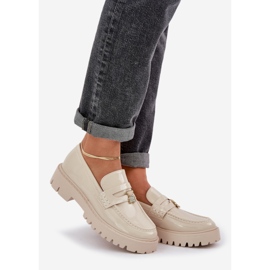 Mocassini da donna dipinti con pin beige orso 1