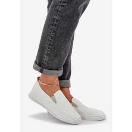 Sneaker femminili in pelle eco scivolate con sneaker con beige leggero 1