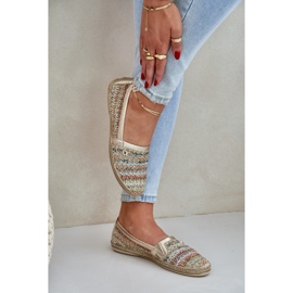 Eleganti espadrille in pelle con una treccia multikolor Zazoo 10178 d'oro 1