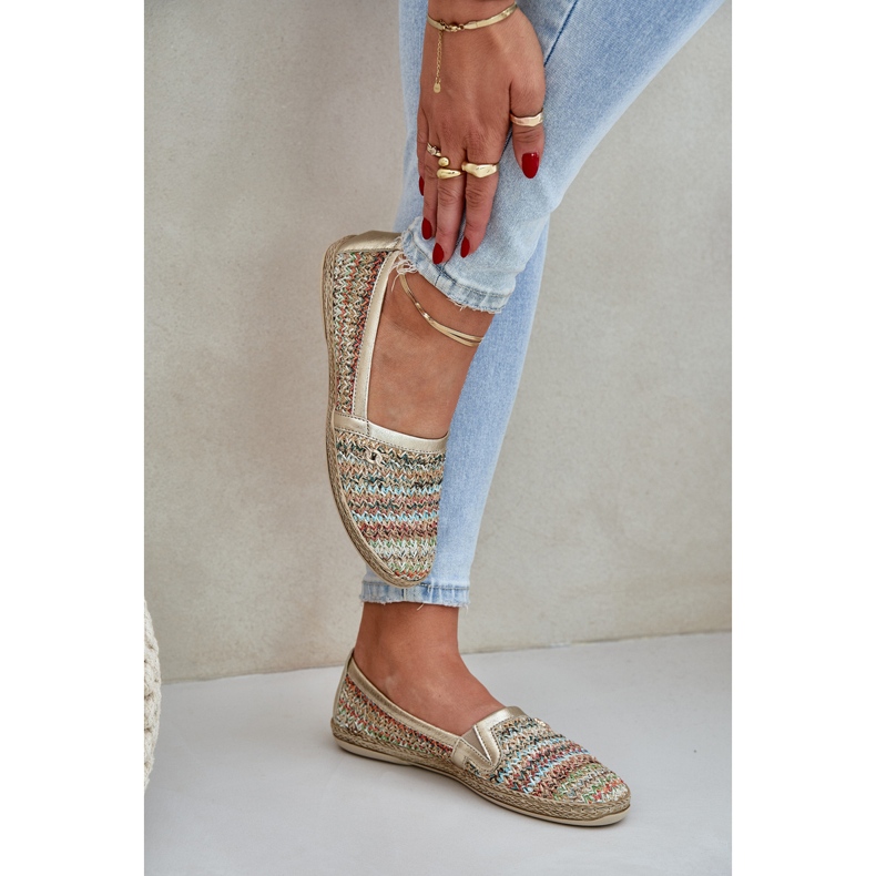 Eleganti espadrille in pelle con una treccia multikolor Zazoo 10178 d'oro 1
