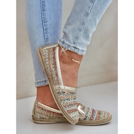 Eleganti espadrille in pelle con una treccia multikolor Zazoo 10178 d'oro 2