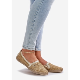 Eleganti espadrille in pelle con una treccia di beige e oro Zazoo 10178 1