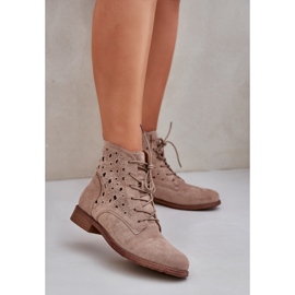 S.Barski Stivali in pelle scamosciata con un modello di lavoro openwork S. Barski Hy51-136 beige 2