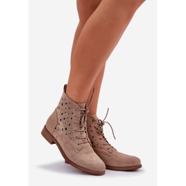 S.Barski Stivali in pelle scamosciata con un modello di lavoro openwork S. Barski Hy51-136 beige 1