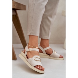 Jezzi Sandali a cuneo femminile con beige dell'ornamento 2