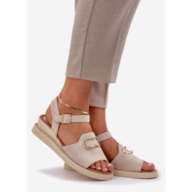 Jezzi Sandali a cuneo femminile con beige dell'ornamento 1