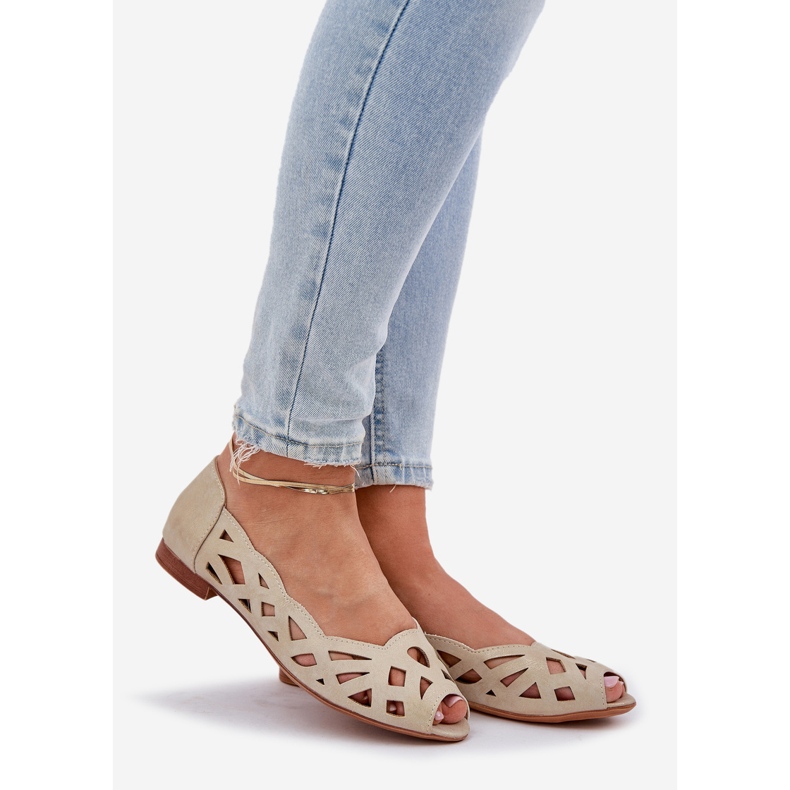 Jezzi Ballerine openwork con dita nude oro d'oro 1