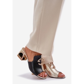 Eleganti tacchi in pelle Laura Messi 2875 Nero e oro 1